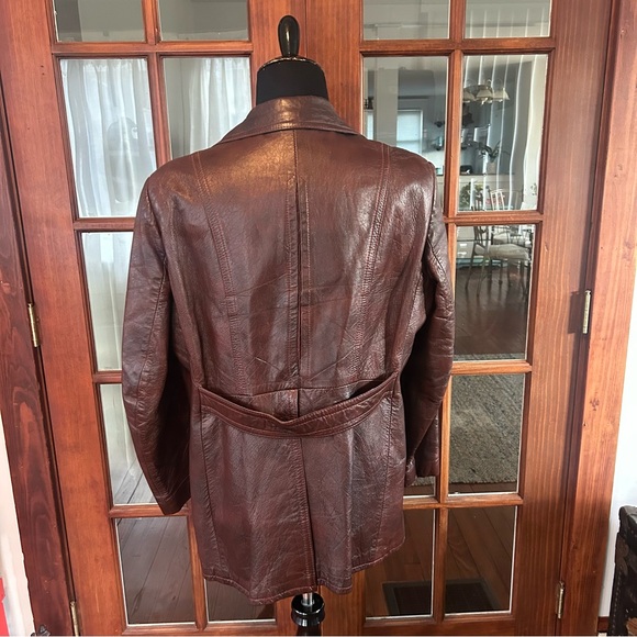 Vintage 1970's Men's Brown Leather Coat Retro Cool Montreal Leather Garment - Picture 5 of 11